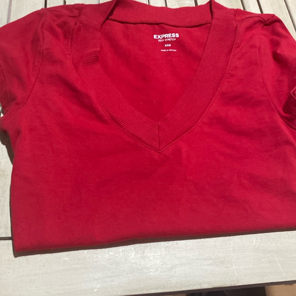 A bright red stretchy shirt